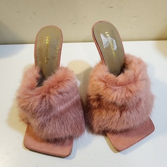 LEMONADE pink furry plush slip in stilletos size 6 - Picture 6 of 13